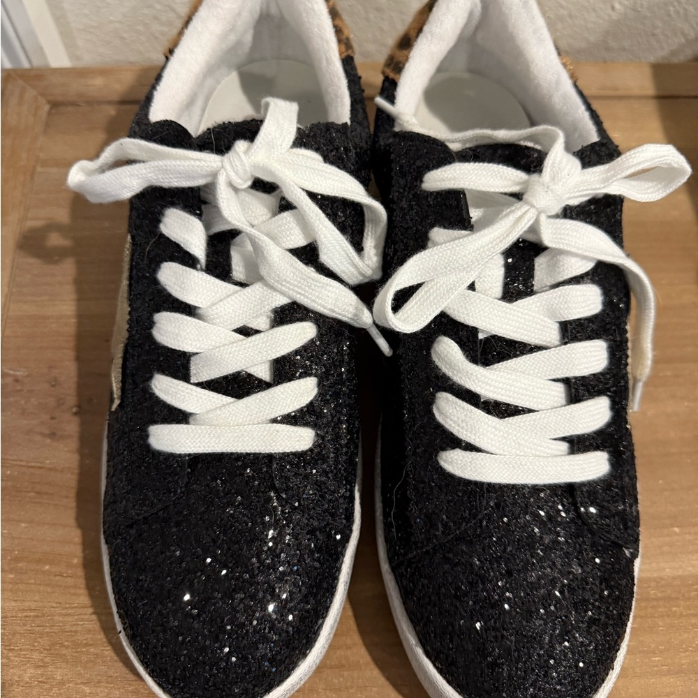 Very G Black Glitter Sneakers